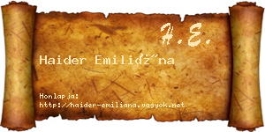 Haider Emiliána névjegykártya